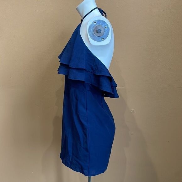 Blue Blush | Navy Ruffle Popover Halter Dress - Women - Picture 5 of 9